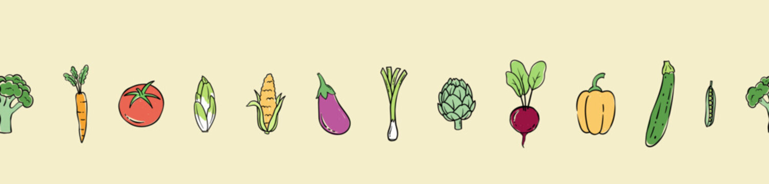 Lovely hand drawn vegetables seamless pattern, doodle veggies, great for textiles, wrapping, packaging - vector design