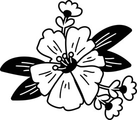 Hand Drawn flowers and leaves illustration