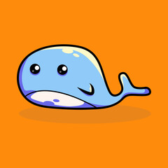 Cute whalecartoon vector icon illustration. Nature Icon Concept. Isolated Premium Vector.