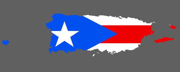 Puerto Rico map with flag north America cartography