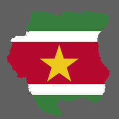 Suriname map with flag south America cartography