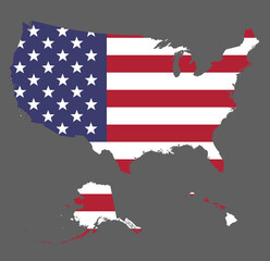 Fototapeta premium map USA with flag north America cartography