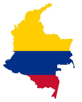 Colombia map with flag south America cartography