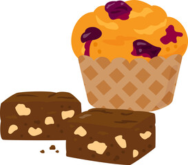 マフィンとブラウニー、焼き菓子