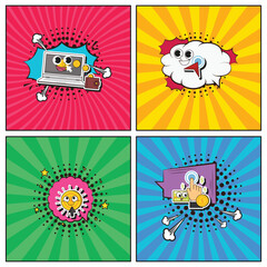 Hand drawn flat trendy cartoon elements collection Pay per click