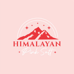 Himalayan Pink Salt Mountain sun stars logo vector image - obrazy, fototapety, plakaty