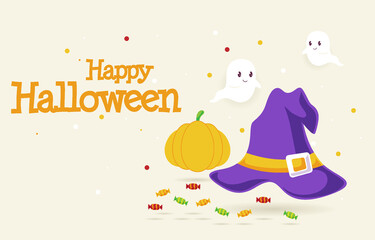 Halloween background in flat style illustration design