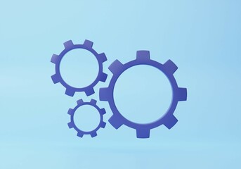 Cogwheel gear, setting symbol. Repair, optimizing, workflow concept. 3d rendering icon. Cartoon minimal style.