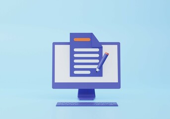 The concept of an editable online document. Creative writing, storytelling, copywriting, online education. 3d rendering illustration.