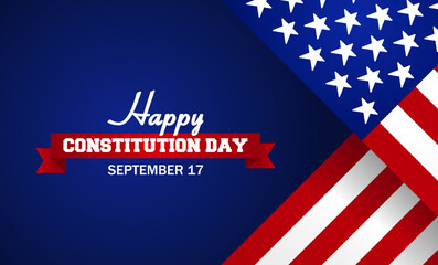 Ilustration flag of the United States and the text Happy Constitution Day. Suitable for Poster, Banners, background and greeting card. 