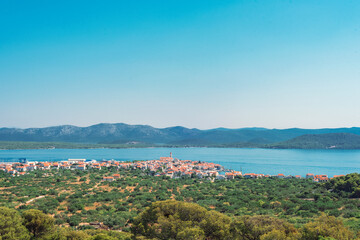 Aerial view of Betina village, Murter island, Croatia
