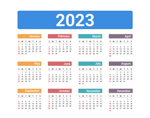 2023 Calendar, week starts on Sunday