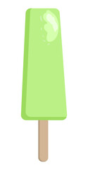 Green coloured ice pop on a stick