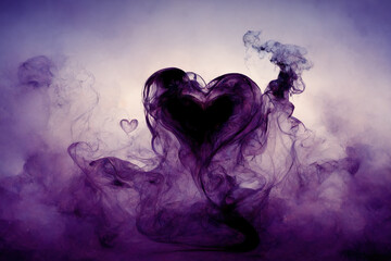 Heart shaped cloud, beautiful magic smoke heart.
