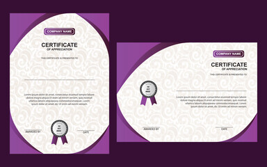 certificate template banner for print template with Purple clean modern Vector
