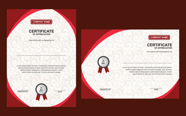 certificate template banner for print template with red and Coffee clean modern Vector