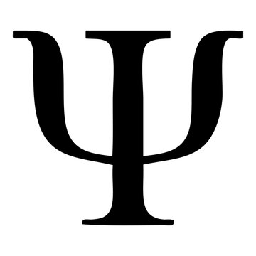 Símbolo psicología. Icono aislado con letra psi del alfabeto griego
