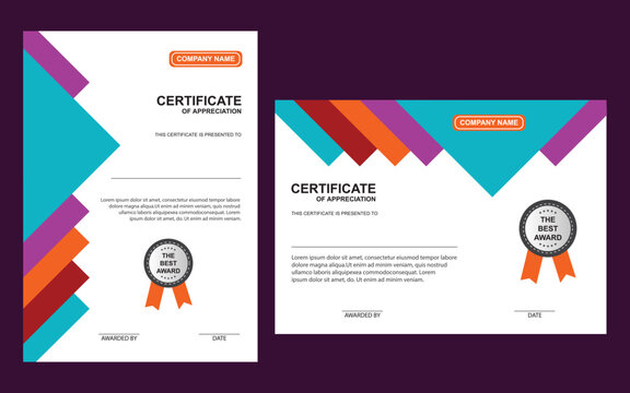 minimal blue triangle certificate template design, certificate of appreciation design template