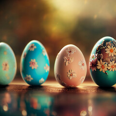 Beautiful colorful Easter eggs. Happy Easter