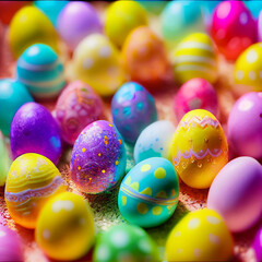 Fototapeta na wymiar Beautiful colorful Easter eggs. Happy Easter
