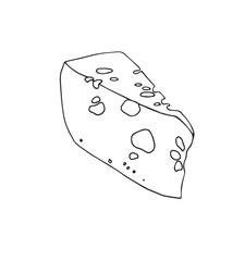 vector illustration of a piece of cheese on a white background, sketch drawn by hand