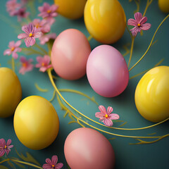 Obraz na płótnie Canvas Beautiful colorful Easter eggs. Happy Easter