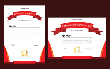 Red Certificate Template with Flat Design Style, Certificate of Appreciation Template