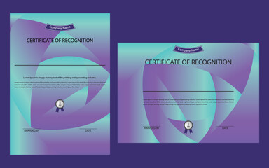 Sky Blue gradient certificate of achievement template, Certificate of appreciation template, Certificate border template with luxury and modern line pattern, Diploma vector template
