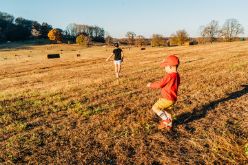 child running in the field