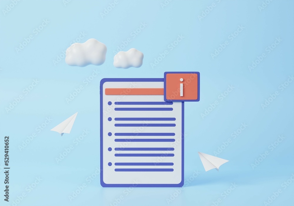 Poster user guide manual concept for web banner, infographic, mobile. instruction and guidebook. 3d renderi