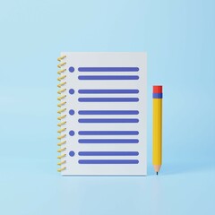 Assignment icon. Clipboard, checklist, document symbol. 3d rendering illustration.