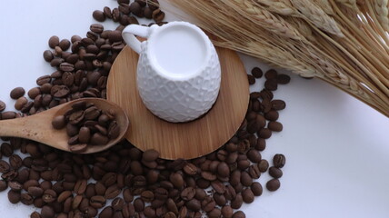 coffee beans and cup