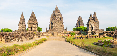 Panoram view of Prambanan temple near Yogyakarta city, Central Java, Indonesia