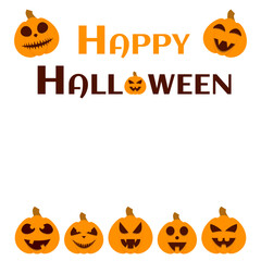 Happy halloween banner. Happy halloween lettering with copy space. Happy Halloween text for greeting cards, banners, flyers, invitations, posters. Icon Jack O'Lantern isolated. Vector illustration