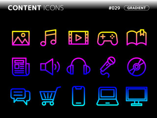 コンテンツに関連するグラデーションスタイルのアイコンセット_029