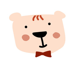 Fototapeta premium cute teddy bear face hand drawn doodle