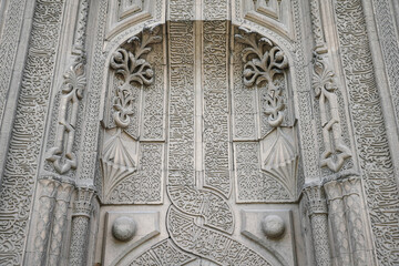Entrance of Ince Minaret Medrese as Museum of Stone and Wood Art in Konya, Turkiye