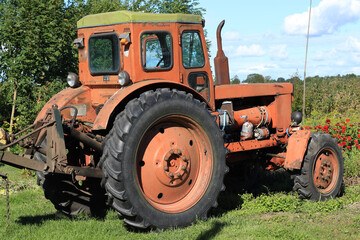 retro t-40 orange tractor