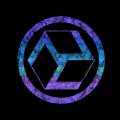 Antahkarana, Spiritual Symbol, Buddhism, Esotericism, purple shape, vintage, on black background
