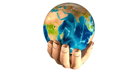 globe in hands on transparent background 4k