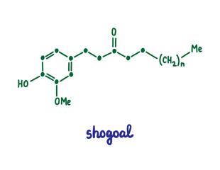 Shogoal hand drawn vector formula chemical structure lettering blue green