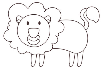 Vector cartoon Lion. African animal. funny kind lion. Funny cute charater. Adorable little african animal for kids wear, nursery, poster, invitation. doodle coloring book