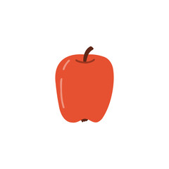 Doodle red apple. Cartoon healthy food illustration. Vegetarian dessert. Vector vegan snack