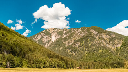 Beautiful alpine summer view at the famous Gramai Alm, Achensee, Tyrol, Austria