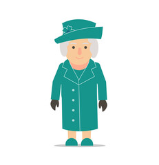 Vector Illustration of senior woman dressed in smart clothes and a hat - obrazy, fototapety, plakaty