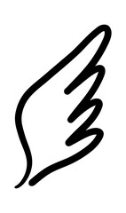 Wings birds and angel. Cartoon doodle bird tattoo wing icon. Feather sketch handdrawn collection