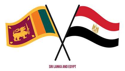 Sri Lanka and Egypt Flags Crossed And Waving Flat Style. Official Proportion. Correct Colors.