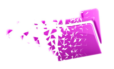 Melting red file icon isolated in white background. 3D Illustration.