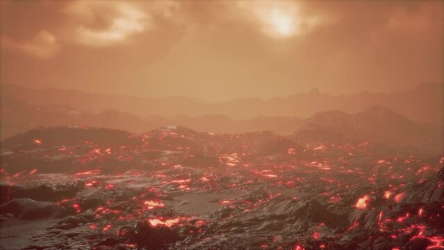 Scenic view of a part of a lava flow in the dark