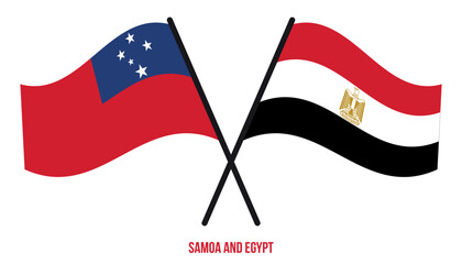 Samoa and Egypt Flags Crossed And Waving Flat Style. Official Proportion. Correct Colors.